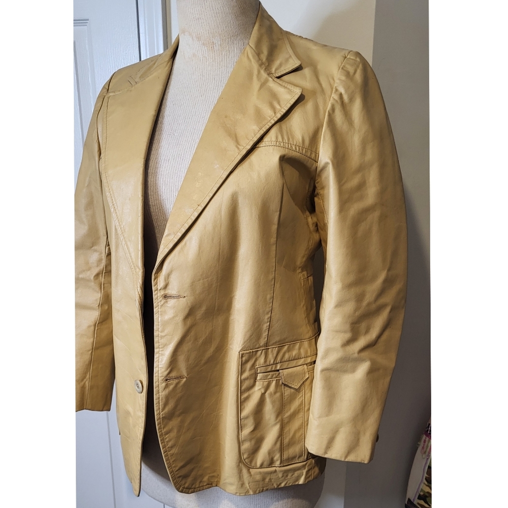 Authentic 1970's Leather Jacket Size 44 - Picture 3 of 3